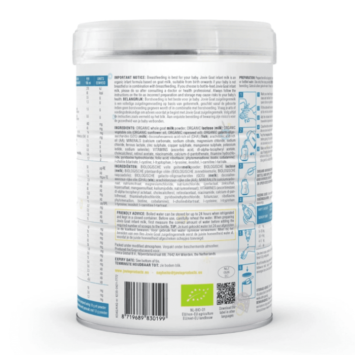 Jovie Stage 1 Organic Goat Milk Formula